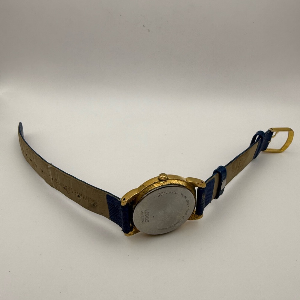 Disney Lorus Mickey Mouse Yellow Hat Watch Rare (New Battery) Blue Band Gold Bez - Picture 8 of 10